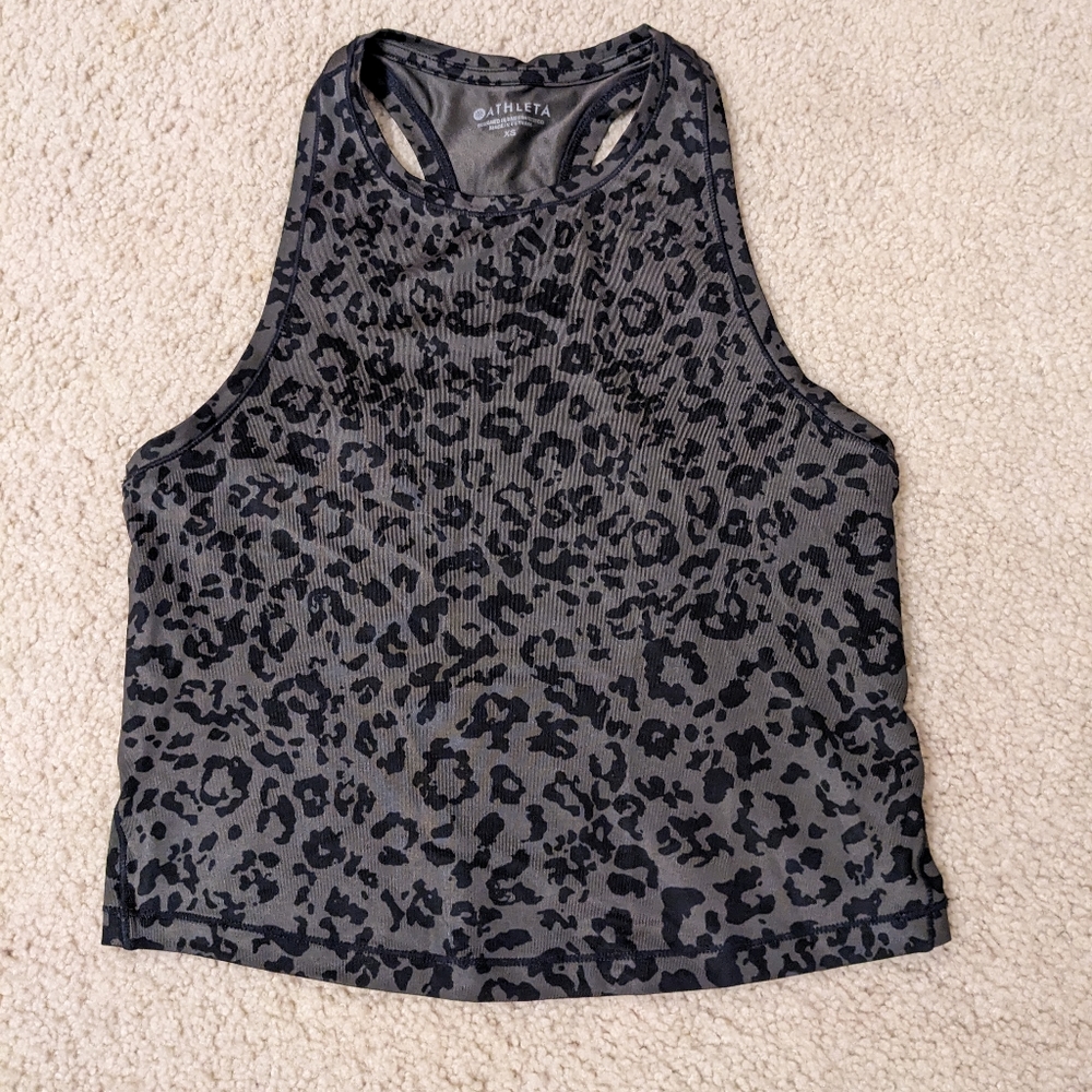 Athleta Leopard Print Shanti Cropped Tank Top NWOT